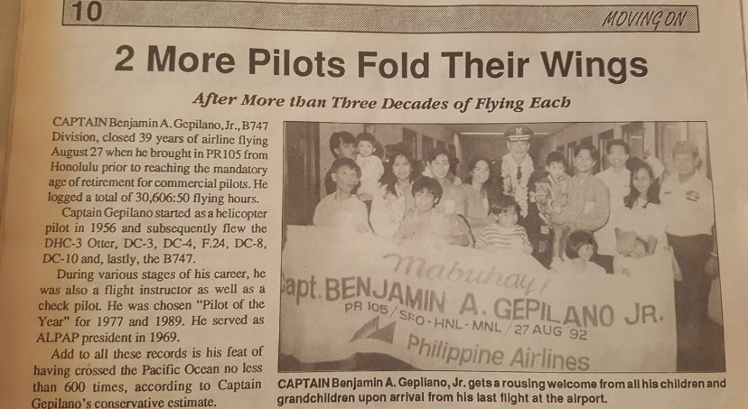 Captain Benjamin, first Filipino B747 Pilot